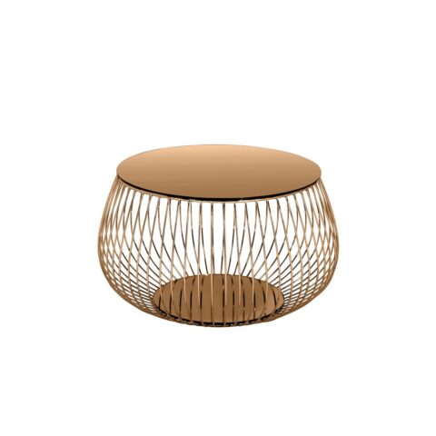 Ronde Salontafel Roségoud met Goudkleurig Metalen Frame