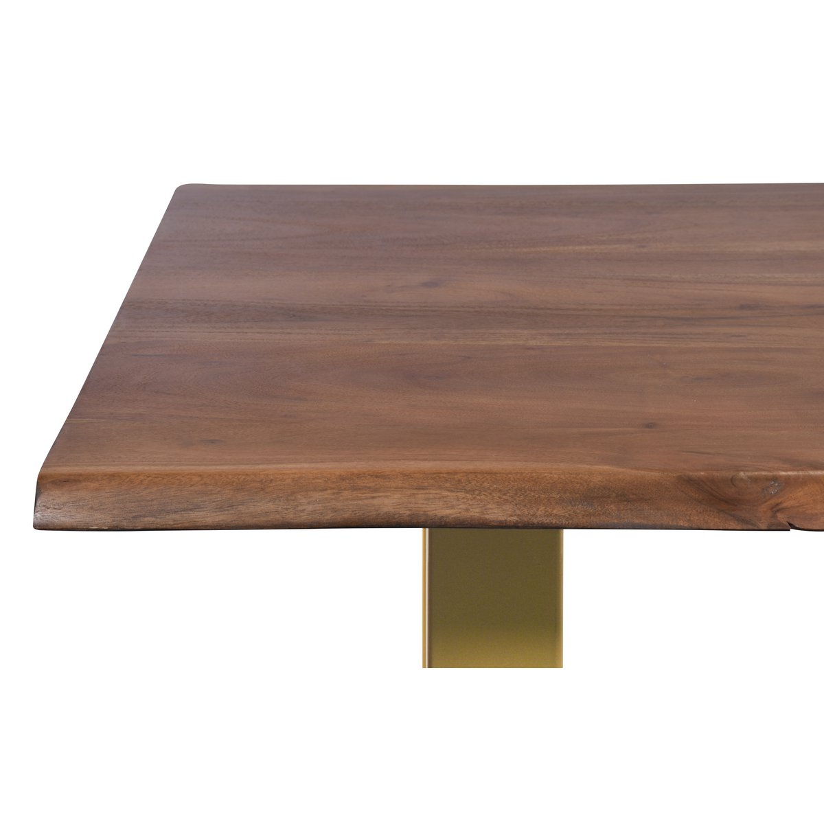 Natuurlijke Eettafel met Organisch Houten Blad en Messingkleurig Frame 160 cm - Afbeelding 5