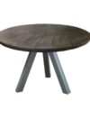Ronde Mangohouten Eettafel 120 cm met Metalen Frame