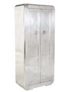 Futuristische Kast in Aluminiumlook met Spiegelend Design en Kledingroede 80 cm