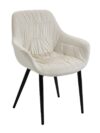 Velvet fauteuil beige met zwart metalen frame