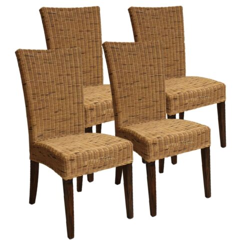 Set van 4 Rotan Eetkamerstoelen Cardine - Cabana