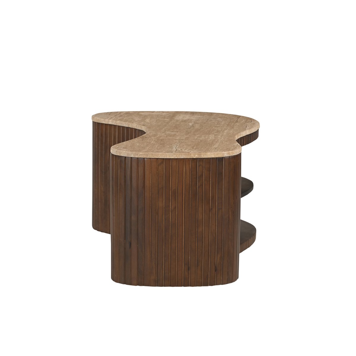 Massief Mango Houten TV-meubel met Lamellenfront Bruin - Afbeelding 3