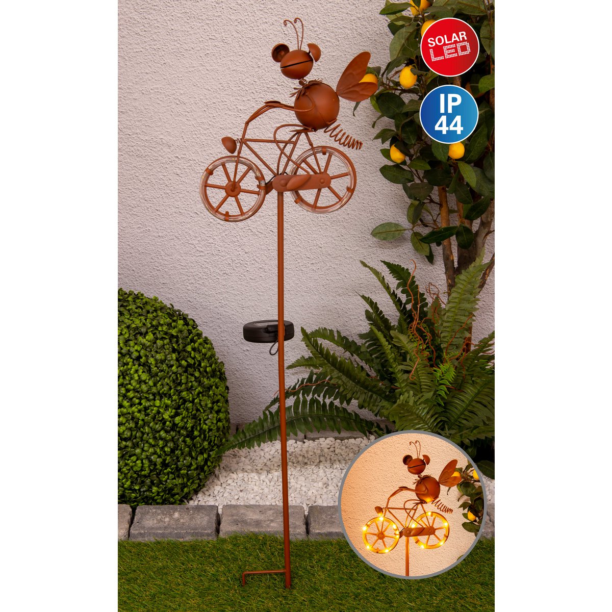 LED Solar Grondspies Fiets - Bruin Rostlook 88 cm - Afbeelding 2