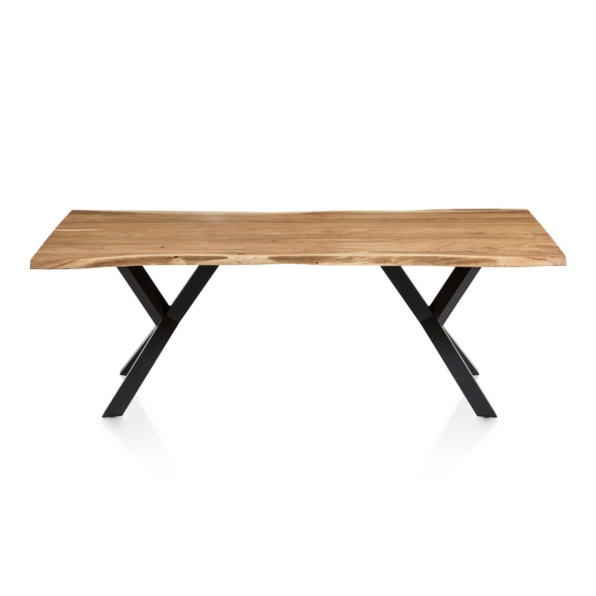 Eettafel Acaciahout met Natuurlijke Rand - Bruin/Zwart 200x100 cm