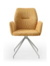 Draaifauteuil structuurstof geel met roestvrijstalen frame