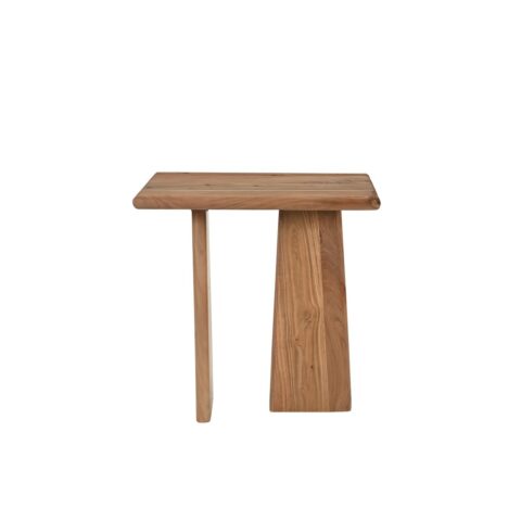 Massief acaciahouten bijzettafel met asymmetrisch frame