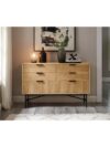Scandinavische Commode met Eikenlook en Zwart Metalen Poten 120 x 40 x 80 cm