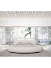 Rond designbed wit kunstleer met LED hoofdbord