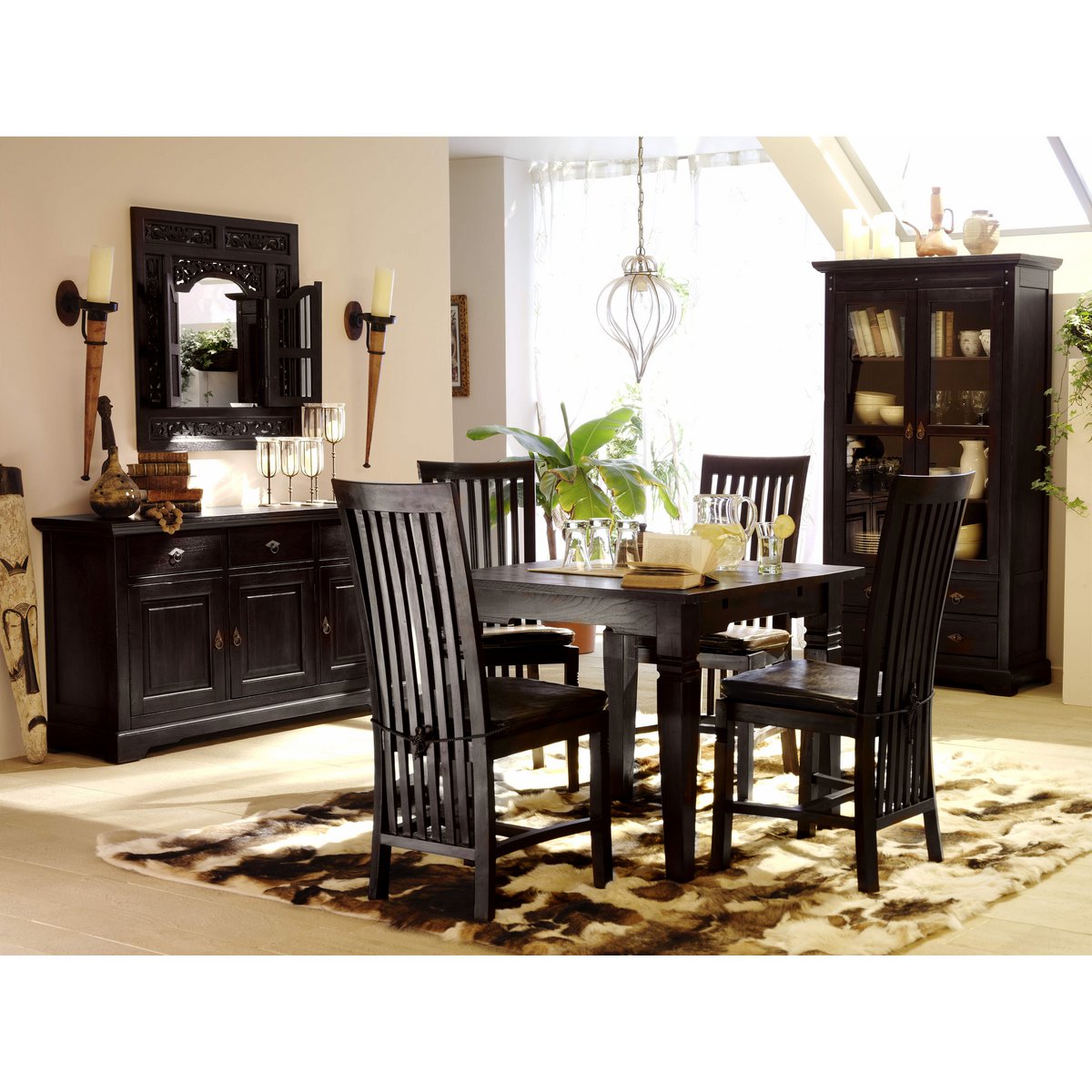 Vitrinekast van Massief Acaciahout met Glazen Deuren - Antieke Afwerking - Afbeelding 7