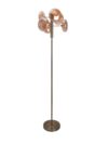 Messing vloerlamp met amber glas en 6 lichtpunten