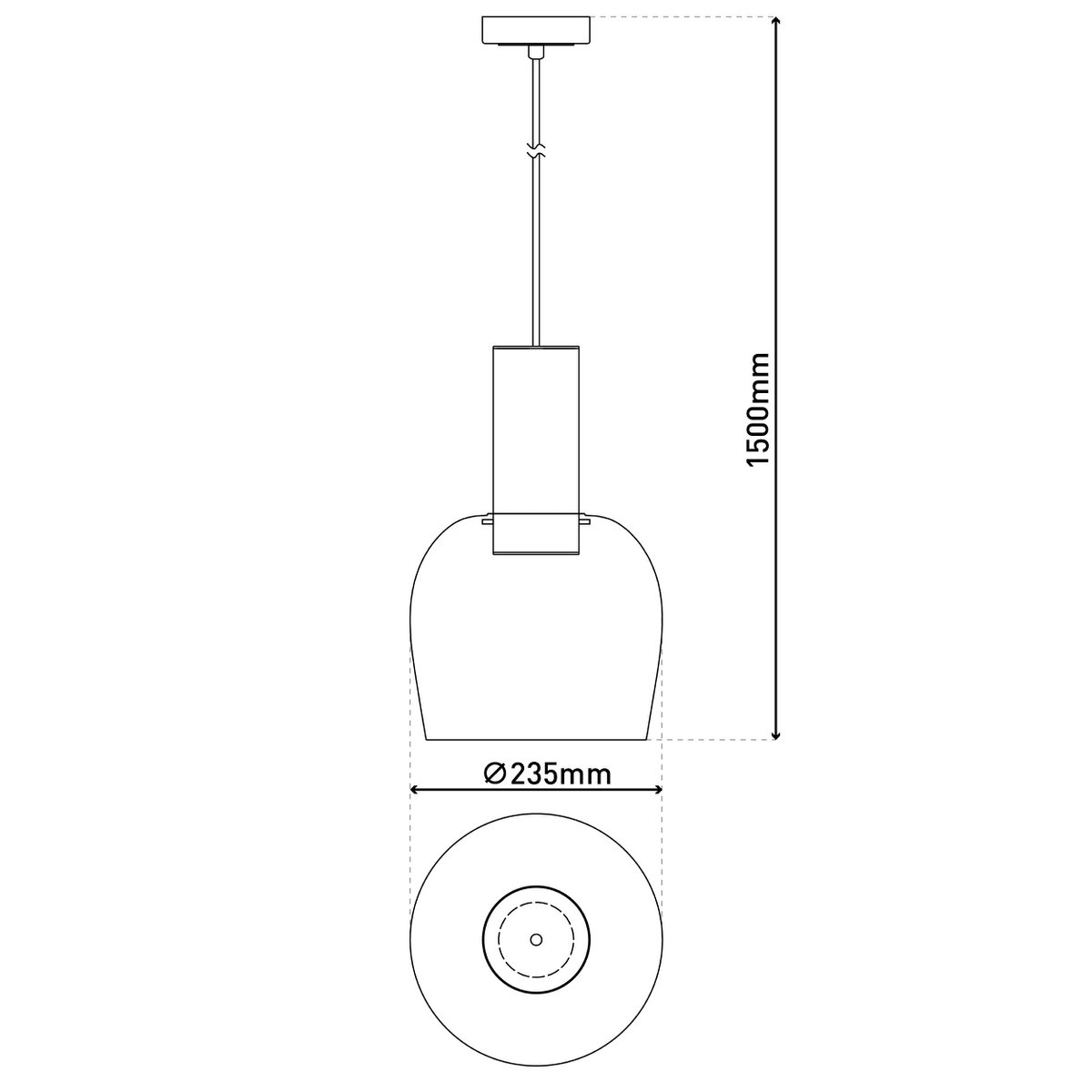 1 serie hanger "Funda" 150 cm hoog, Ø 23,5 cm, gemaakt van geborsteld messing met metaal en barnsteen -gekleurd glas, E27, voor woonkamer, eetkamer, keuken en kantoor - Afbeelding 4