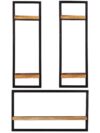 Set van 3 wandplanken mangohout met zwart metalen frame