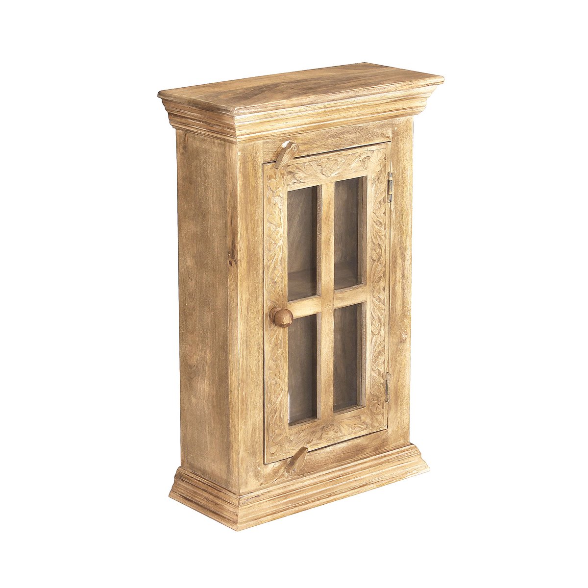 Exotische Wandkast van Mangohout met Glazen Deur - Afbeelding 4