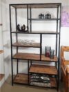 Liverpool Boekenkast Mangohout met Zwart Metalen Frame