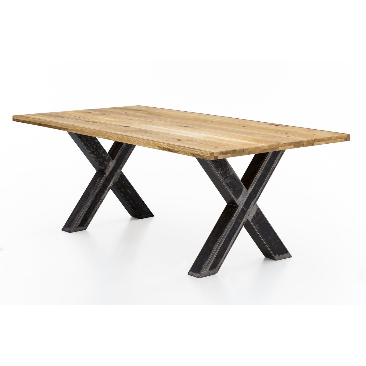 Eettafel Wild Eikenhout met X-frame - Bruin/Zwart 200x100 cm