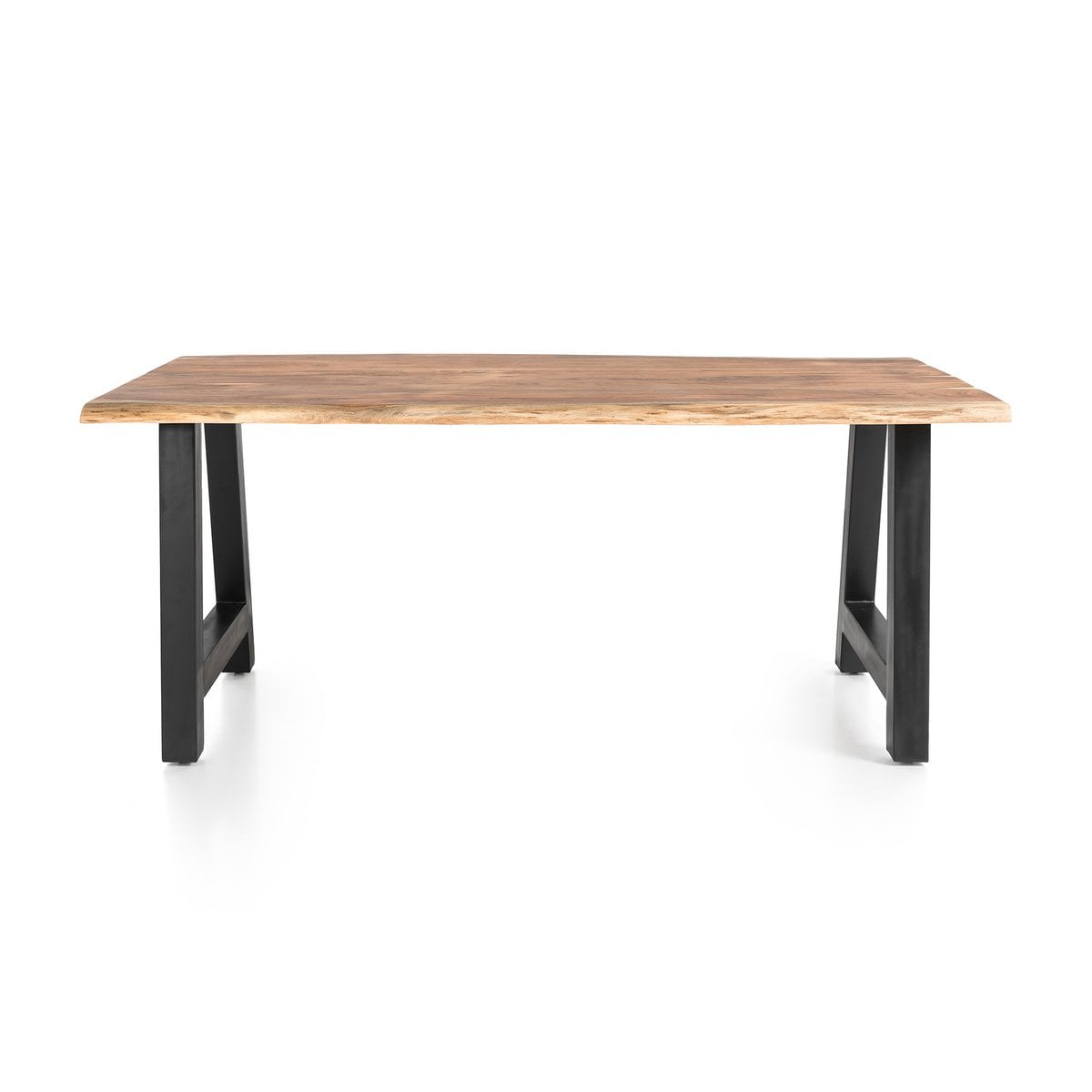 Massief Acaciahouten Eettafel met Zwart A-frame 140 cm - Afbeelding 2