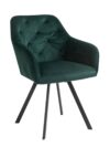 Draaifauteuil in groene fluweellook met armleuningen