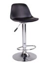 Trondheim Barstoel - Zwart, PU-leer, resistent gegoten kunststof, rubberhout, chromen poten, 41x39x82-104cm - Set van 2